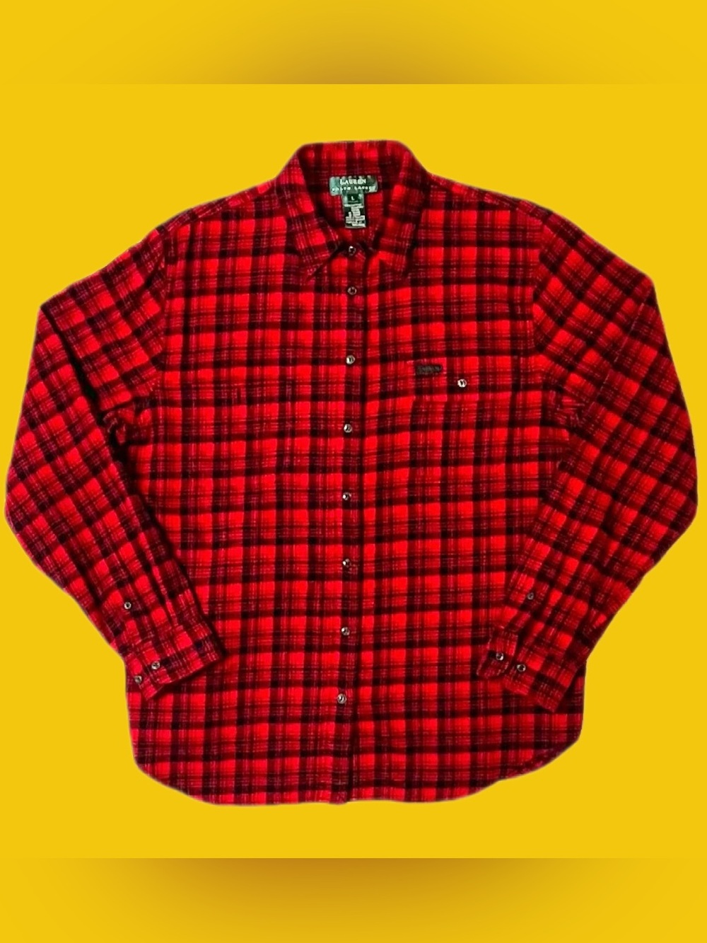Lauren Ralph Lauren Red Black Plaid Flannel Shirt Large